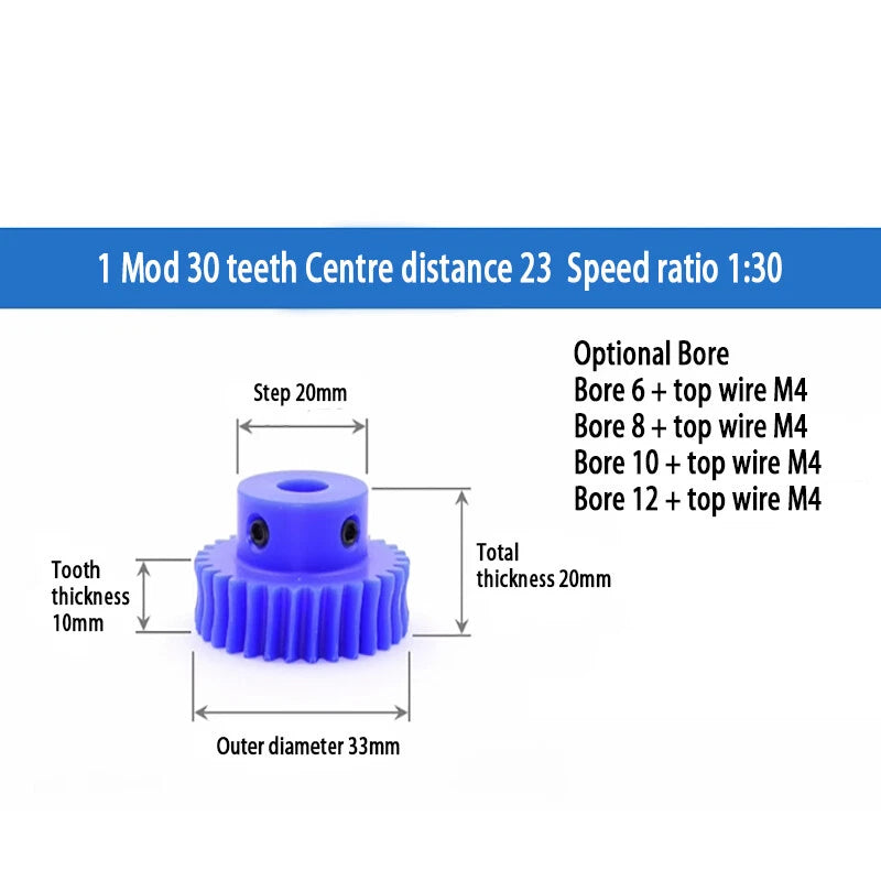 1 Modulus Plastic Nylon Worm Gear Wheel 15T - 80T & A B L Steel Worm Gear Shaft