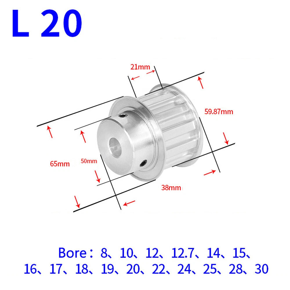 L-Type 10T-30T Timing Belt Pulley Pitch 9.525mm With Keyway CNC Drive Width 21mm