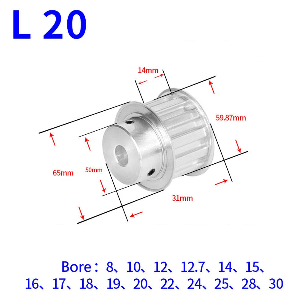 L-Type Timing Belt Pulley 10T-30T Pitch 9.525mm BF-type Drive Pulleys Width 14mm