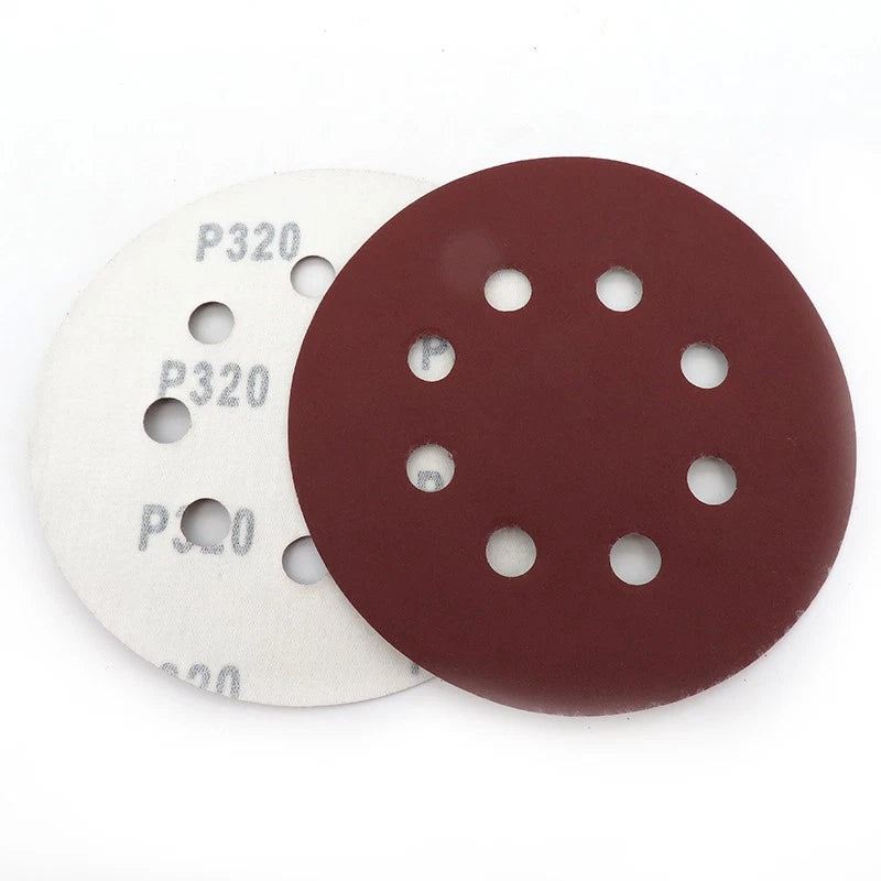125mm 225mm Red Sanding Discs Hook Loop Sandpaper Pads 8 Hole Grit 40 - 2000