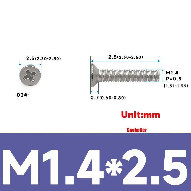 304 Stainless Steel Phillips Flat Head Machine Screws M1–M6 | Countersunk Bolts - HomeDIYer