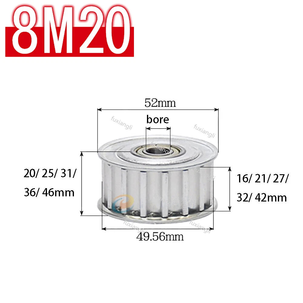 HTD-8M Timing Belt Drive Tensioner Pulley Width 16/21/27/32/42mm Idler Pulleys