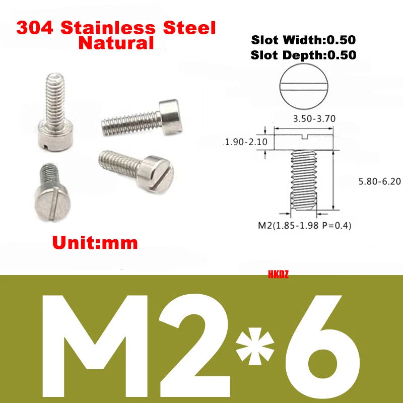 M1.2–M6 Slotted Cheese Head Machine Screws — Carbon Steel, Multiple Coatings