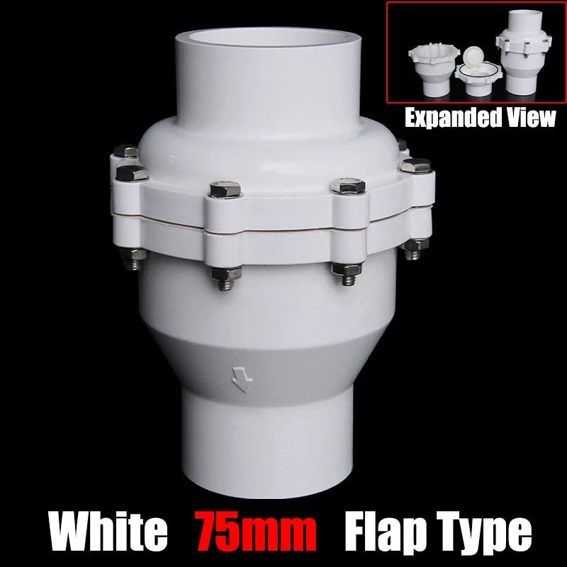 PVC One-way Spring Piston Flap Check Valve Pipe Fittings Ø 32 40 50 63 75 90mm