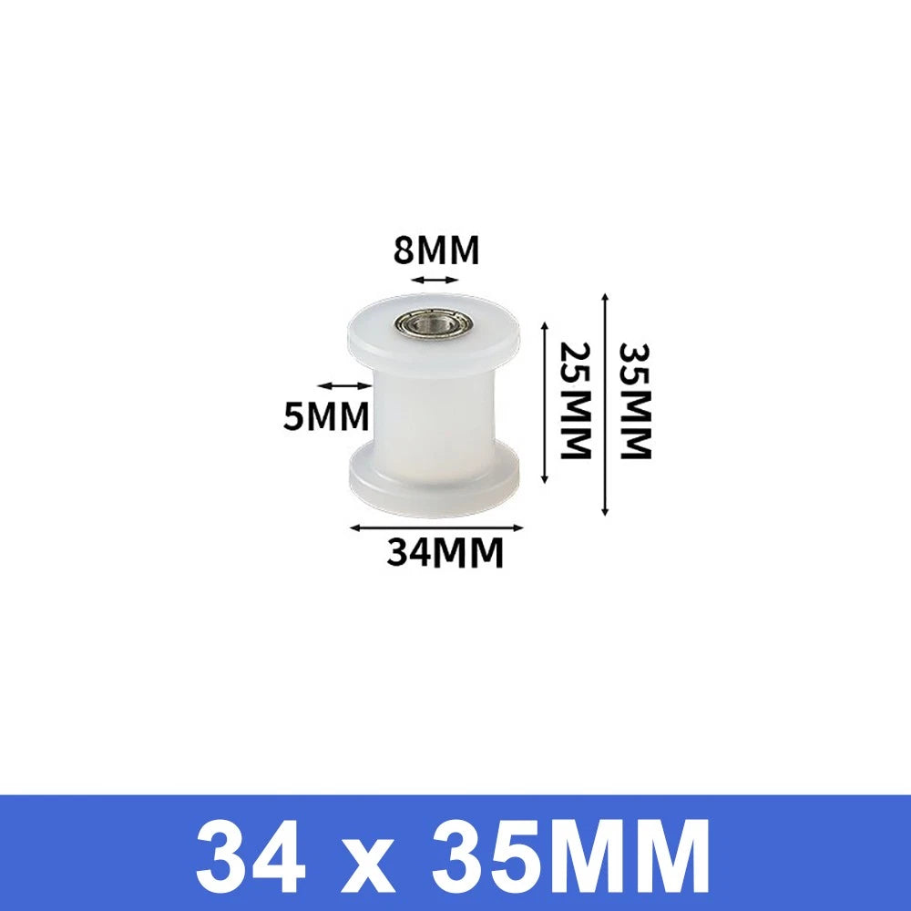 25mm - 55mm Square Flat Nylon Pulley H Idler Wheels, Ball Bearing Nylon Rollers