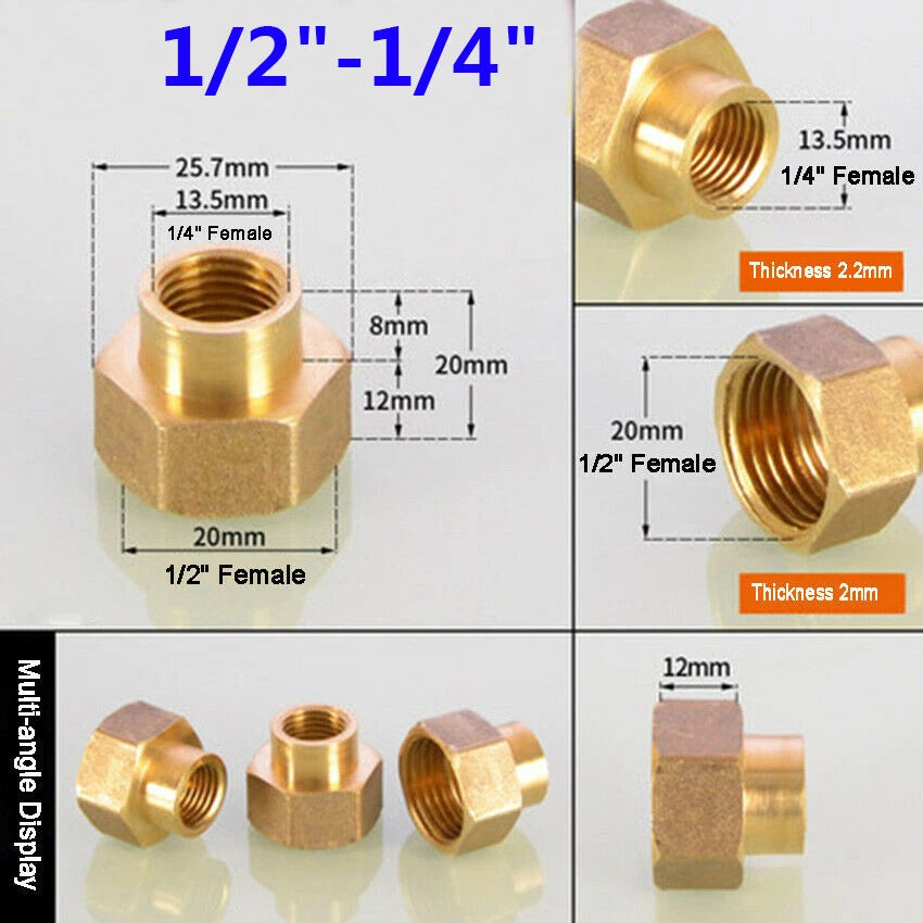 Female Thread Brass Coupling Adapter — Straight & Reducer Pipe Fittings