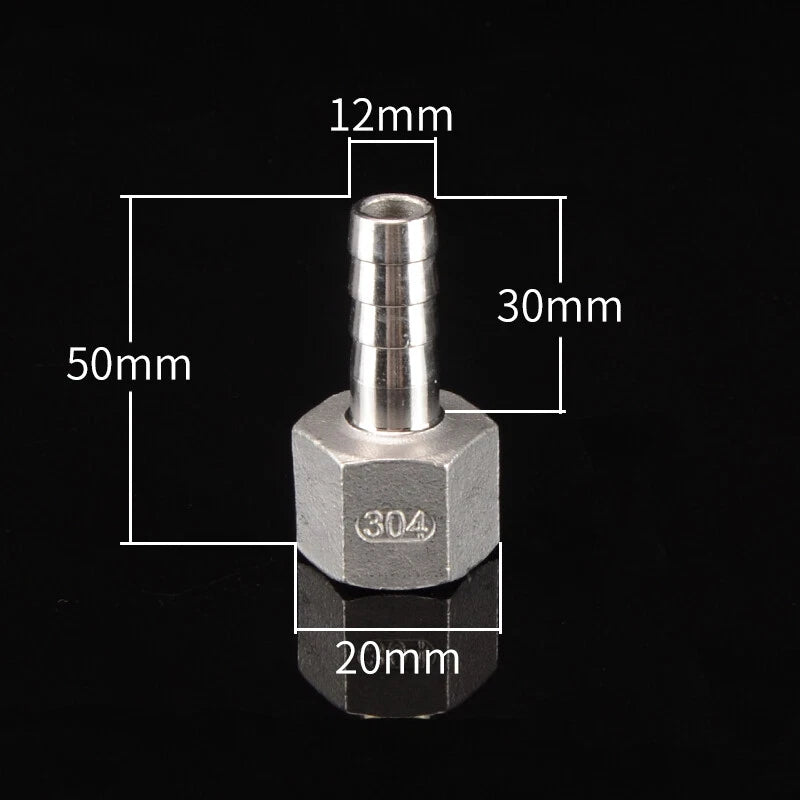 Stainless Steel Female Threaded Hose Barb Fittings — 1/4" to 3/4" NPT