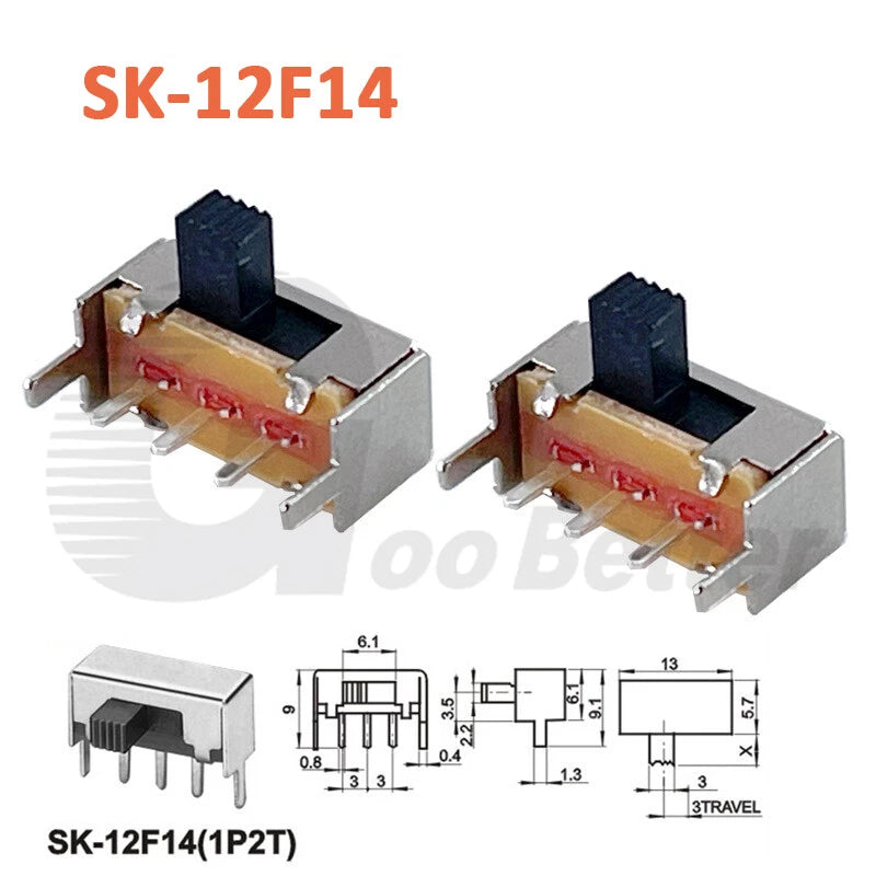 Miniature Slide Switch SPDT 2-Position On-Off Micro Toggle for Model Railway