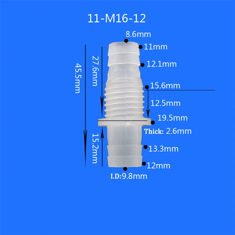 Male Thread Straight Elbow Plastic Hose Barbed Hose Bulkhead Union Connector
