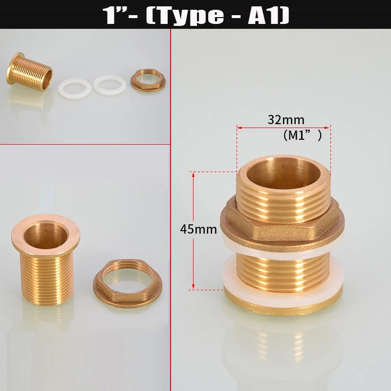 BSP Female Male Thread Water Tank Connector Bulkhead Hose Fitting 1/2" 3/4" ~ 2"