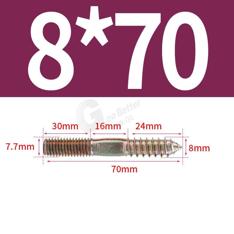 M6 M8 M10 4.8 STEEL WOOD TO METAL DUAL THREAD DOWEL SCREWS HANGER BOLTS