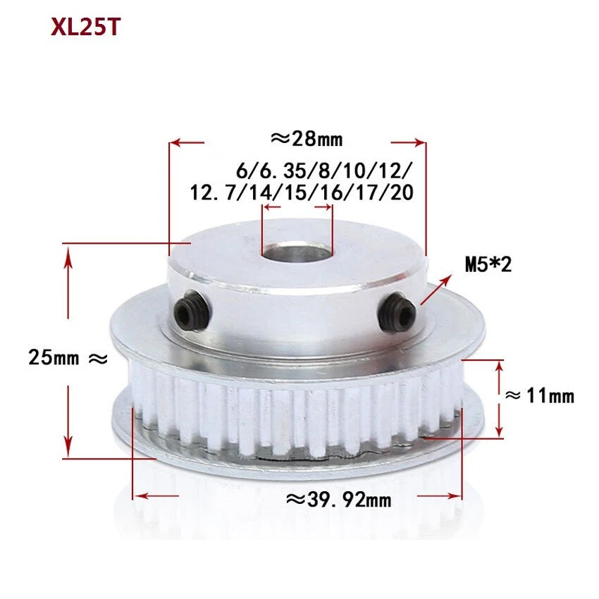 XL 10-100T Timing Belt Pulley Pitch 5.08mm Synchronous Wheel For 10mm Width Belt