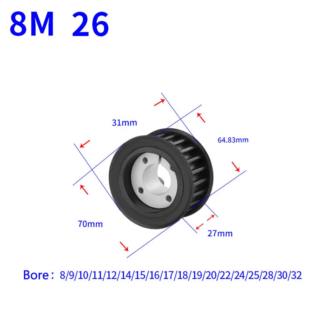 HTD-8M 18-60Teeth Timing Belt Pulleys With Expansion Sleeve Width 32mm 45# Steel