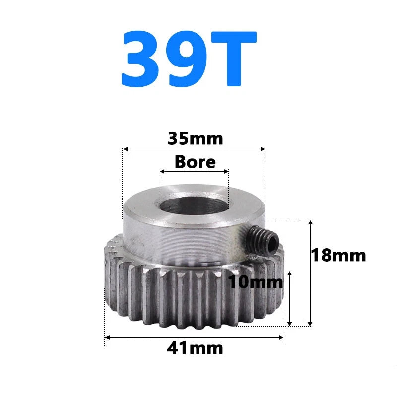 1 Mod 1M Spur Gear With Step 31-125T Teeth Transmission Spur Gear 45# Steel