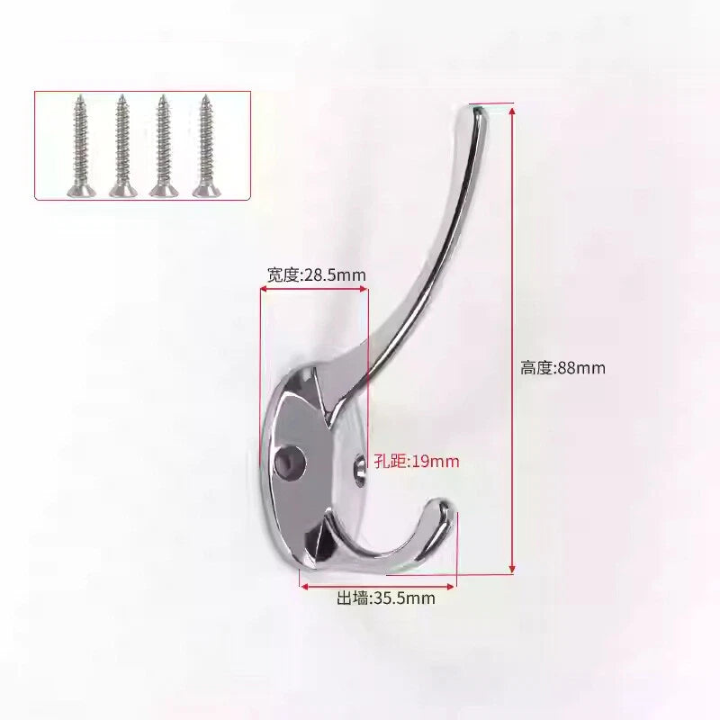 Double Hat Coat Hooks Hanger Door Wall Cloth Towel Holder Organiser Rack Robe