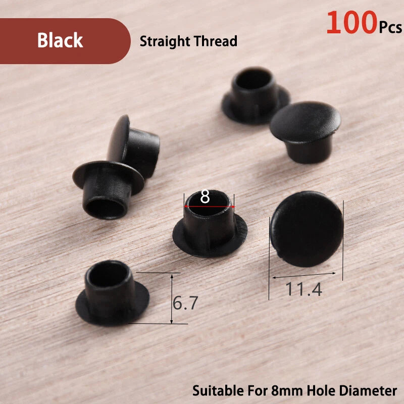 Plastic Screw Hole Cover Caps – For 5mm to 16mm Holes (100-Pack) – Multiple Colors
