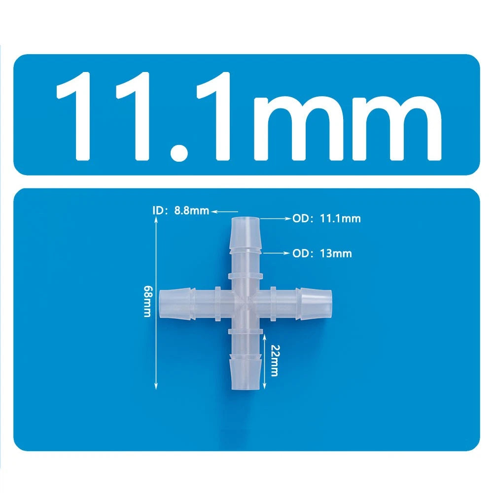 X Piece & Side 4-Way Plastic Hose Pipe Connector — Water Oil Gas Air Joiner