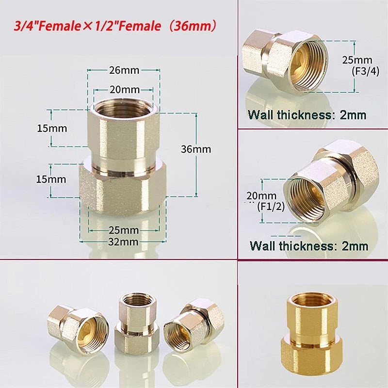 Brass Compression Fittings — Straight Coupling & Elbow Connector, 1/2" 3/4" 1" Female/Male