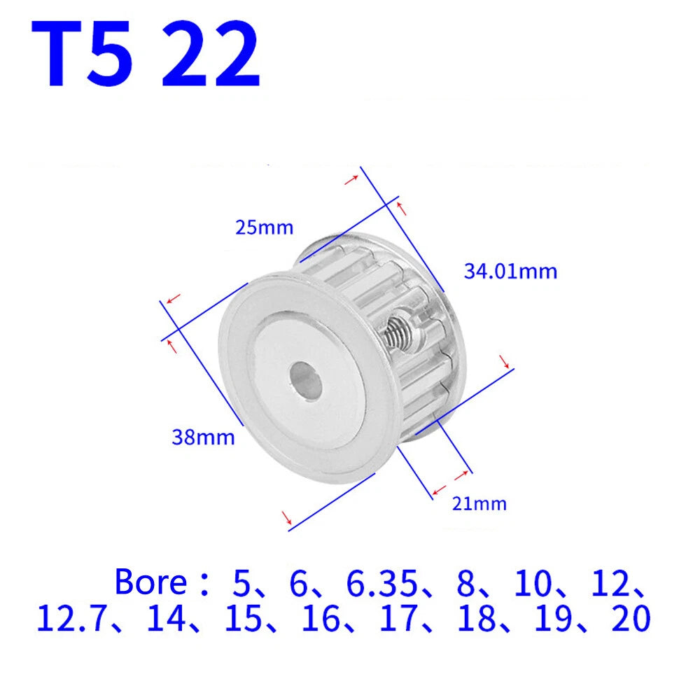 T5 12T-60T Timing Belt Pulley Pitch 5mm AF-type With Keyway Teeth Width 21mm