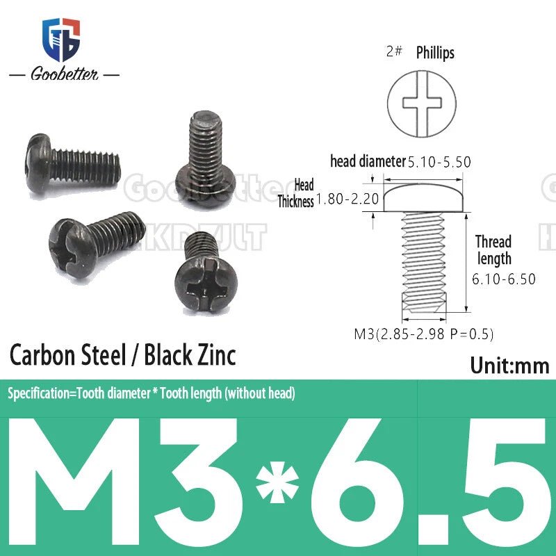 M3 Phillips Pan Head Machine Screws — 3 to 20mm, Carbon Steel & Stainless, 7 Finishes - HomeDIYer