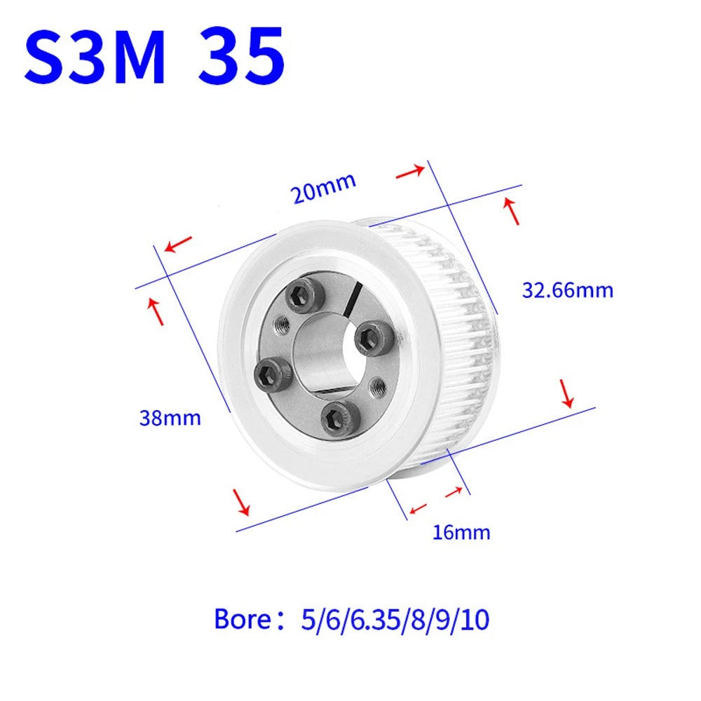 STS S3M 24-80T Timing Belt Pulley With Expansion/Tension Sleeve Teeth Width 16mm