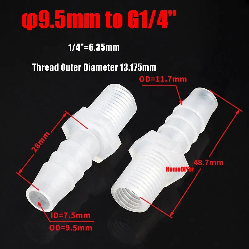 Plastic Barbed Connector 4mm~12mm Straight Cross Pipe Hose Tubing Joiner Fitting