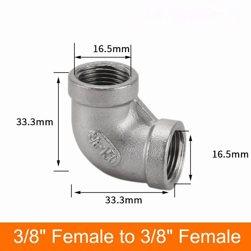 Stainless Steel 90° Elbow BSP Pipe Fittings — Same-Size & Reducing Female/Male Adapters