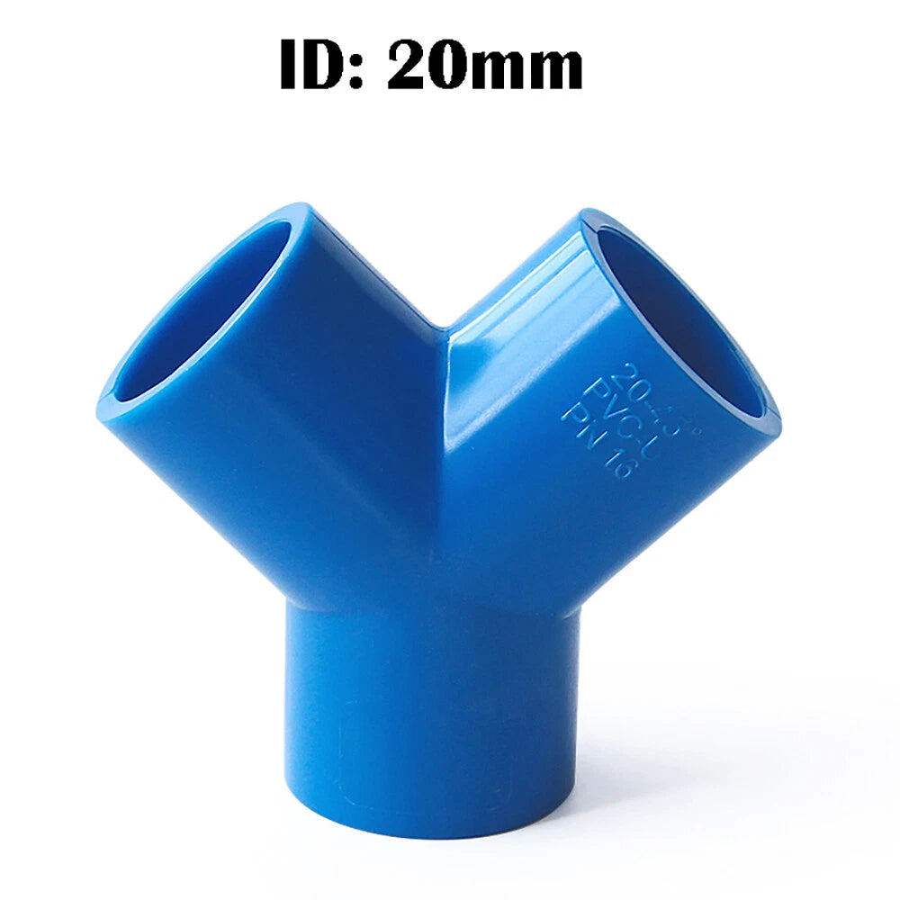 PVC Y-Fitting ID 20~63mm White Blue Grey PVC Y-Type Pipe Fitting Split Fittings