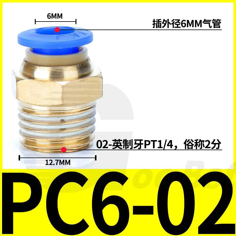 Pneumatic Push Fit Connector Hose Tube Pipe Joiner 4mm–16mm × PT Thread