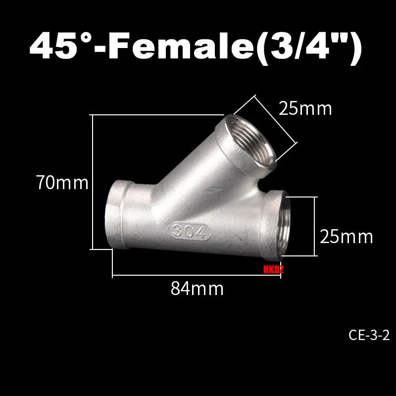 304 Stainless Steel BSP 3-Way Pipe Fitting — 1/4" to 2" Female & Male Thread Tee Connector