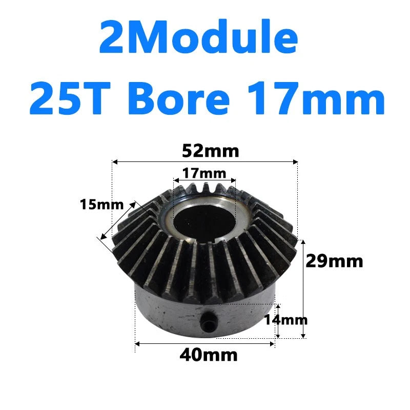 Bevel Gear 2 Module Ratio 1:1 Teeth 25 30 Bore Dia 10mm 12mm 14mm 15mm 16mm-28mm