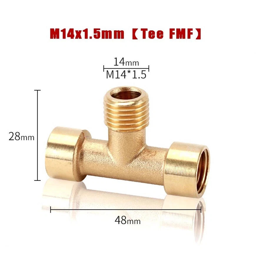 M14x1.5mm & M22x1.5mm Brass Pipe Fittings — Straight, Elbow, Tee, Cross, Coupler Adapters