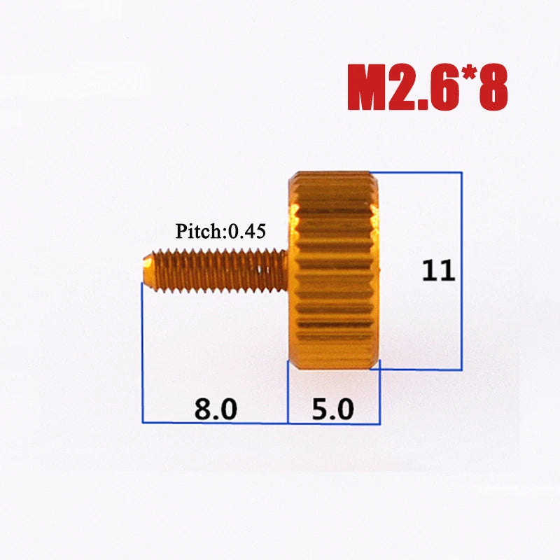 M2–M6 Aluminum Alloy Knurled Thumb Screws | Hand-Tighten Knob Bolts, 10 Colors