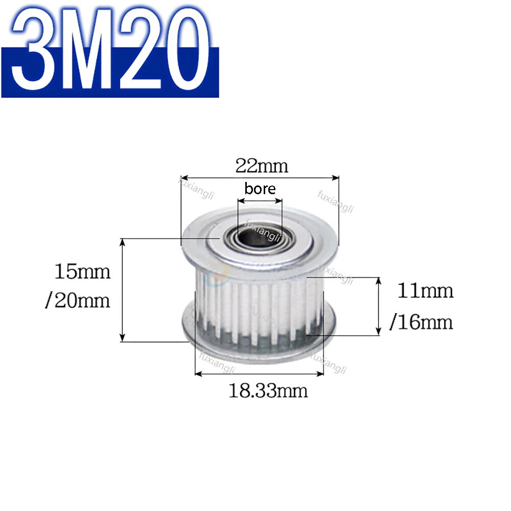 HTD-3M Timing Belt Idler Pulley Smooth Tooth/Toothed Tensioner Pulley Width 11mm