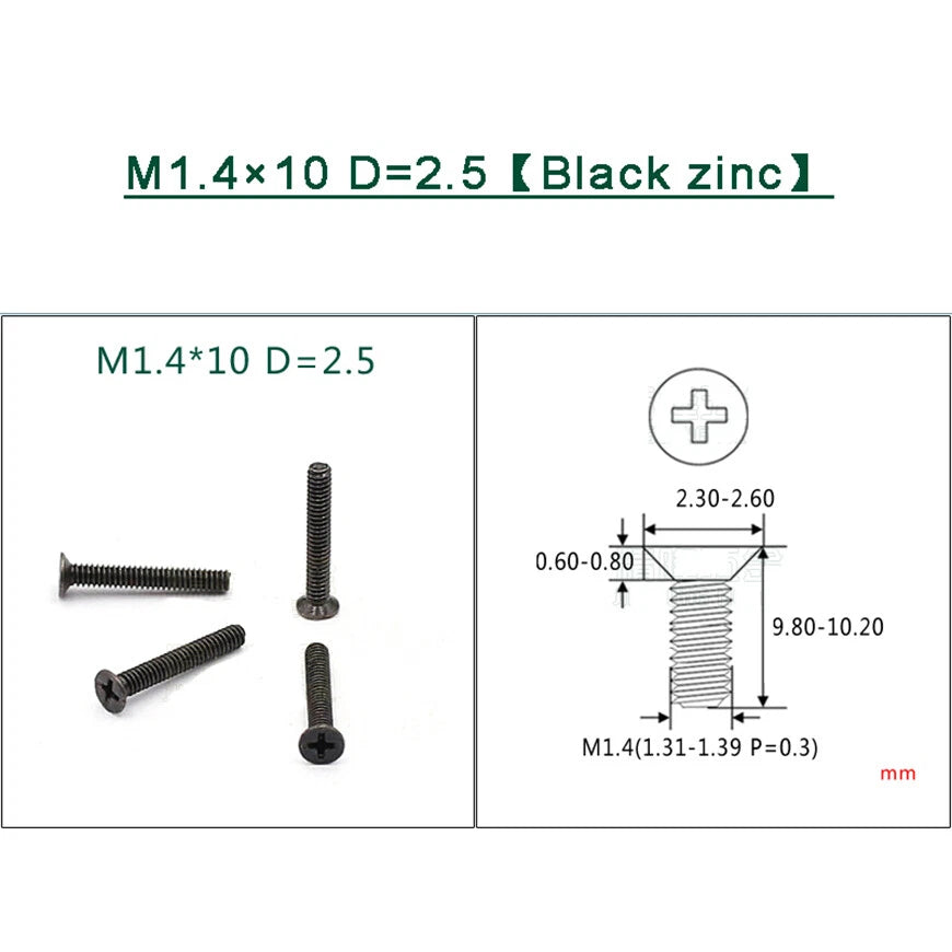 M1–M1.8 Phillips Countersunk Flat Head Machine Screws – Carbon Steel or 304 Stainless, Multiple Finishes