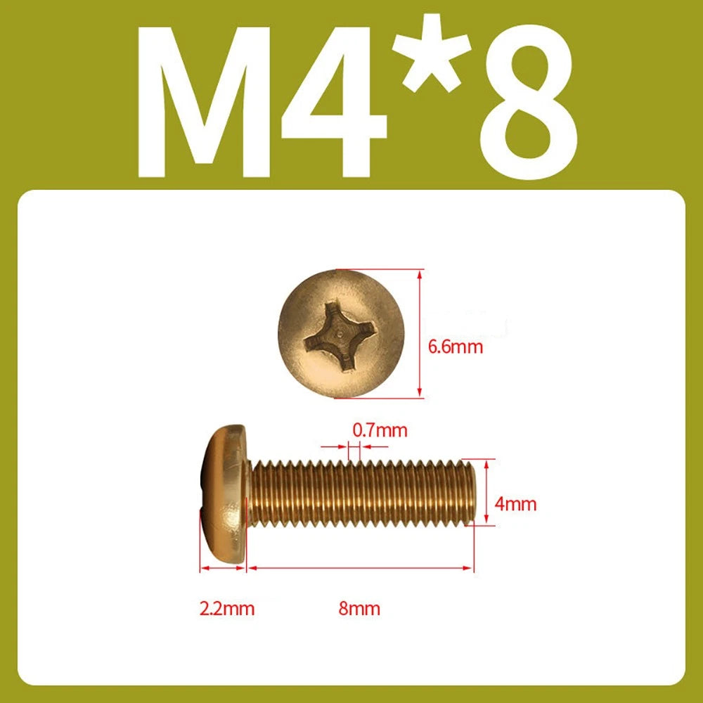 M4 M5 Solid Brass Pan Head Phillips Machine Screws — Multiple Lengths