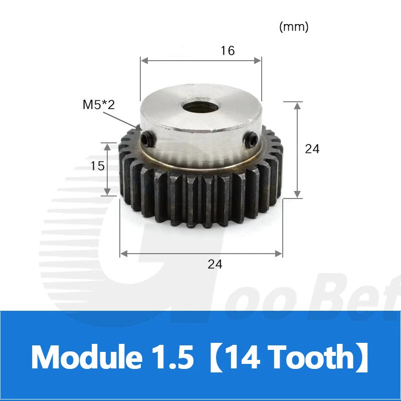 Spur Gear C45 Steel Mod 1.5 with Hub 12-60 Tooth Motor Pinion Hardened Precision