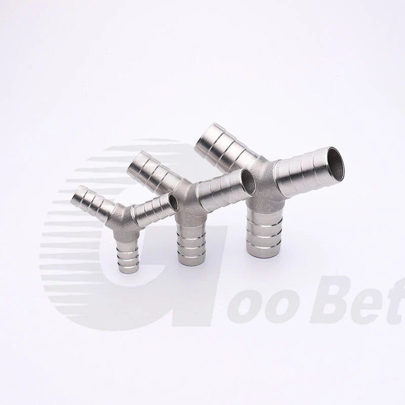 Stainless Steel Barbed Hose Connector — T-Piece & Y-Piece, 6mm–25mm