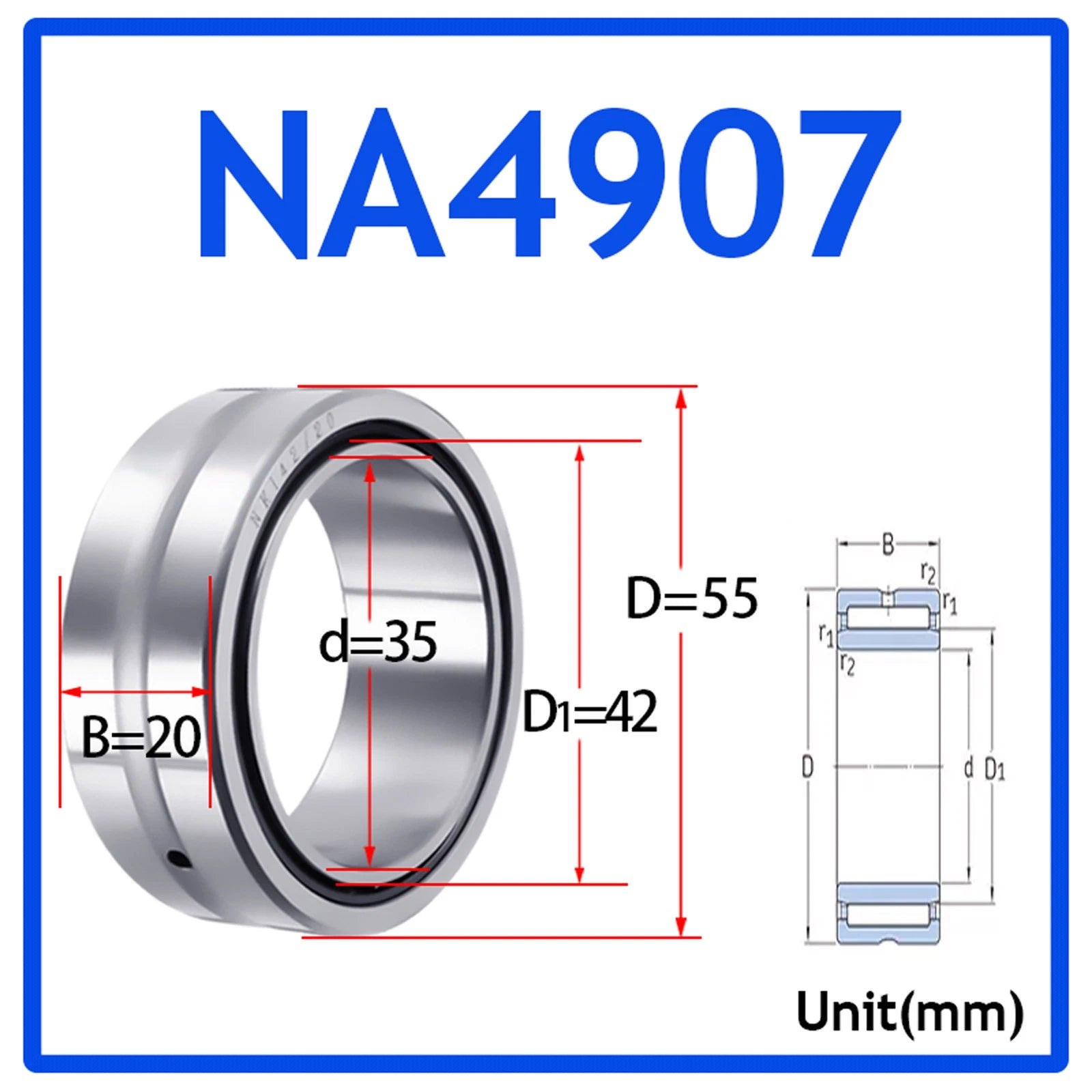 Needle Roller Bearings With Inner Ring High-Quality NA4900 - NA6920 ID 10-100mm