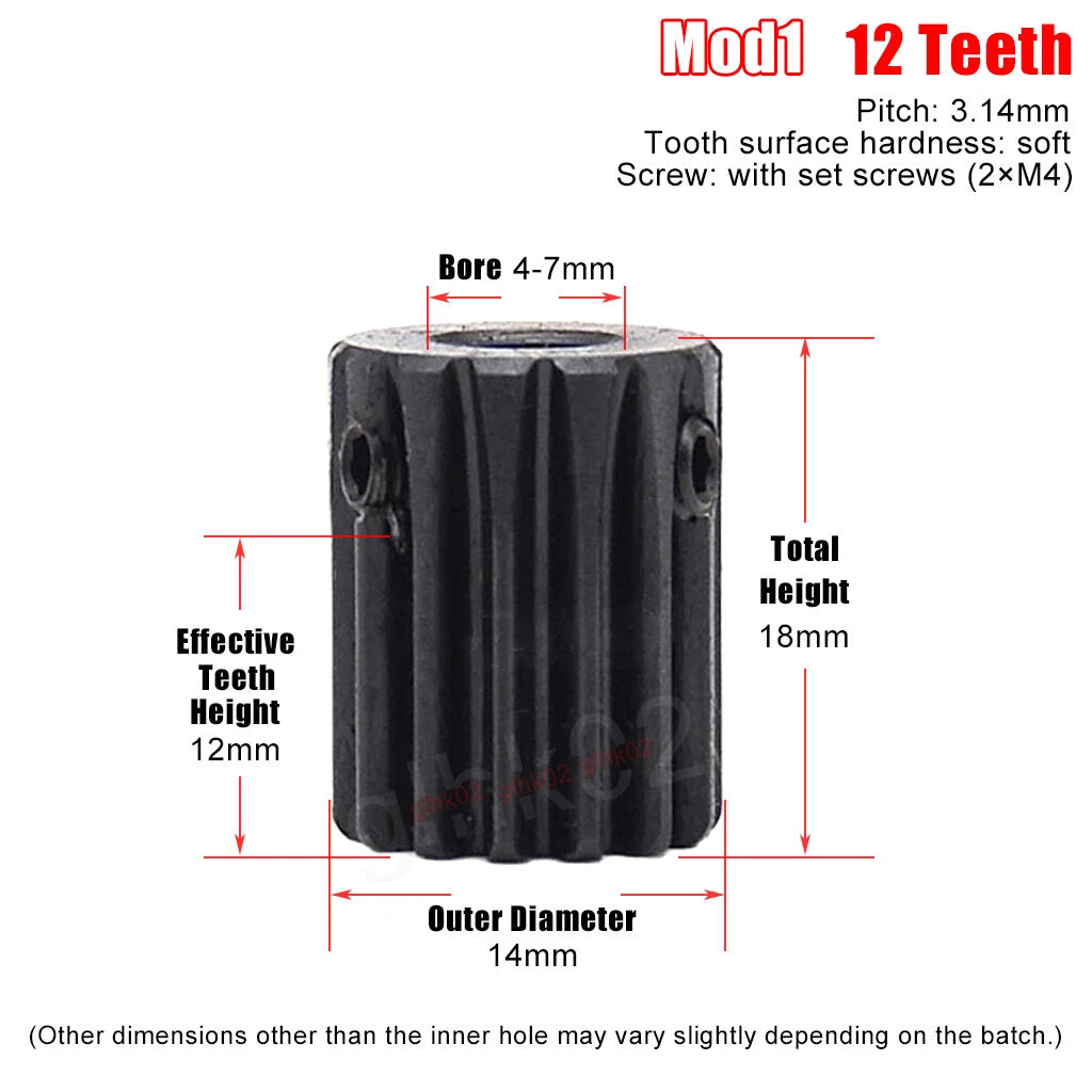 Mod1 Steel Pinion Gear Spur Gears 10-39 Teeth 4-20mm Bore With Screw Hardened