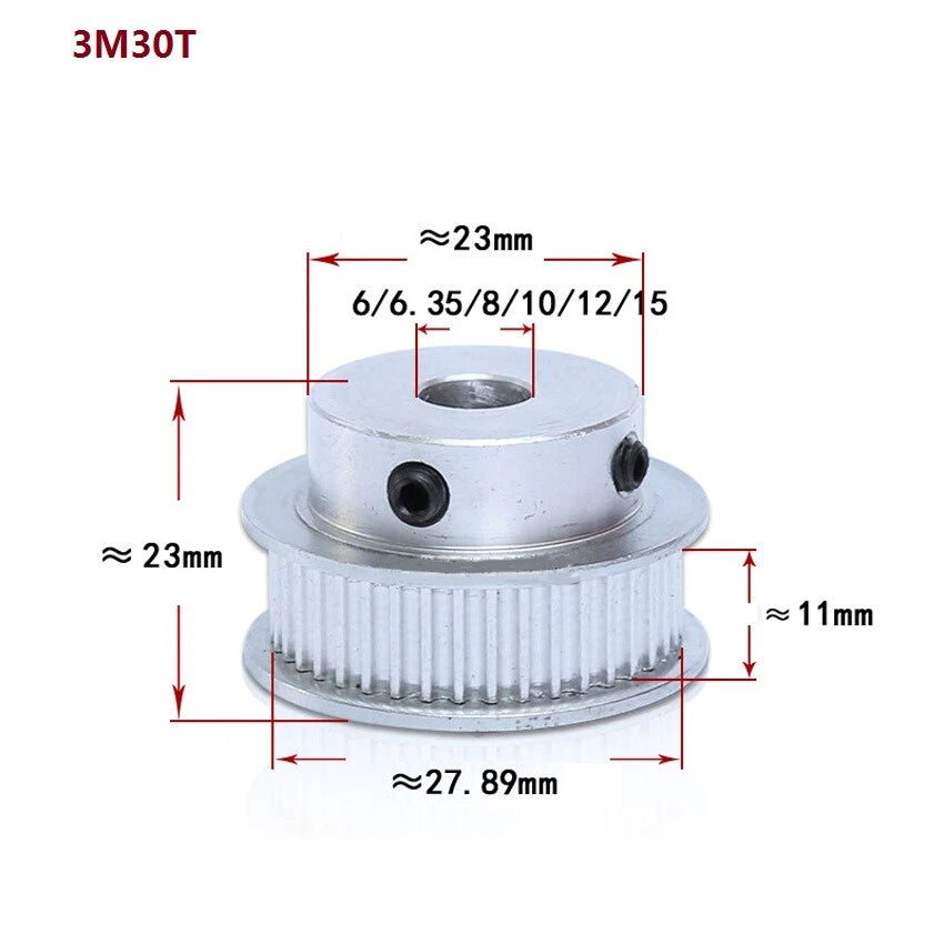 HTD-3M 12T-150T Timing Belt Pulley Pitch 3mm Tooth Width 11mm Synchronous Wheel