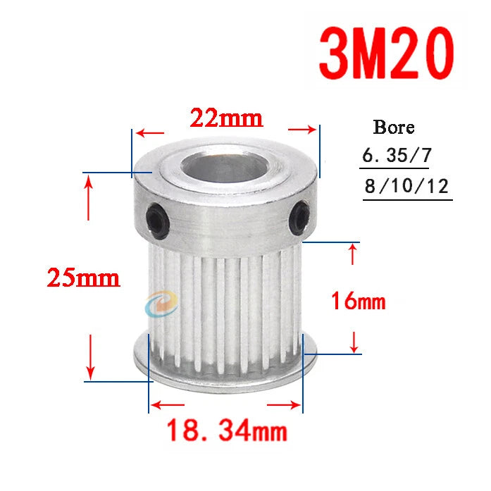 HTD-3M 12T-150T Timing Belt Pulley With Step Bore 8-25mm, For 15mm Width Belt