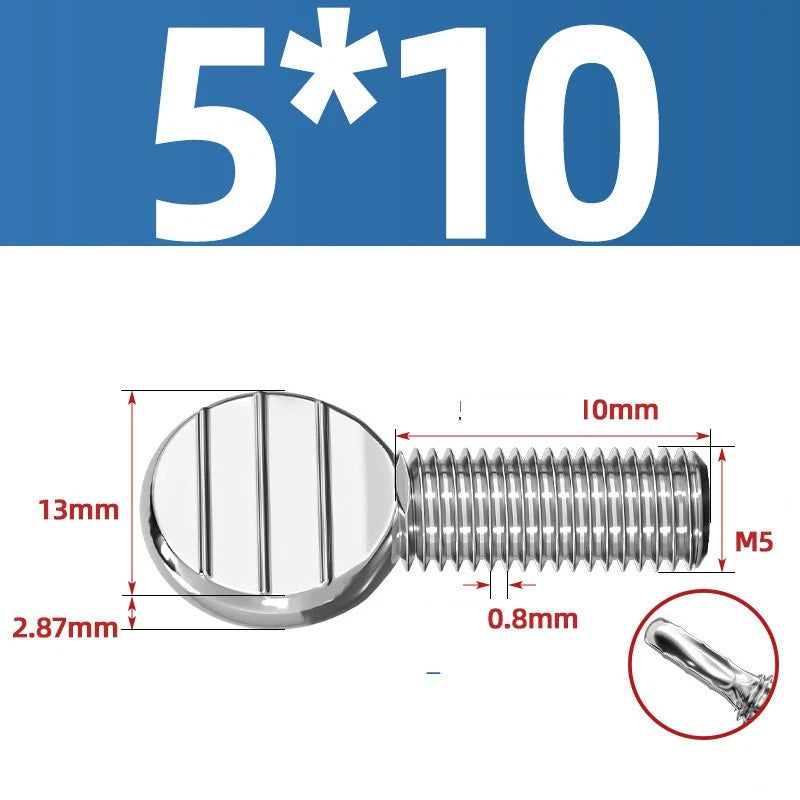 M4–M10 & 1/4"-5/16" Spade-Head Thumb Screws – A2 304 Stainless Steel, Tool-less Hand Grip