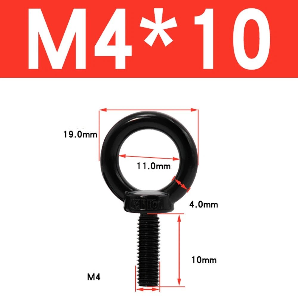 Black 304 Stainless Steel Eye Bolts and Eye Nuts — M3 to M20 Lifting Hardware - HomeDIYer