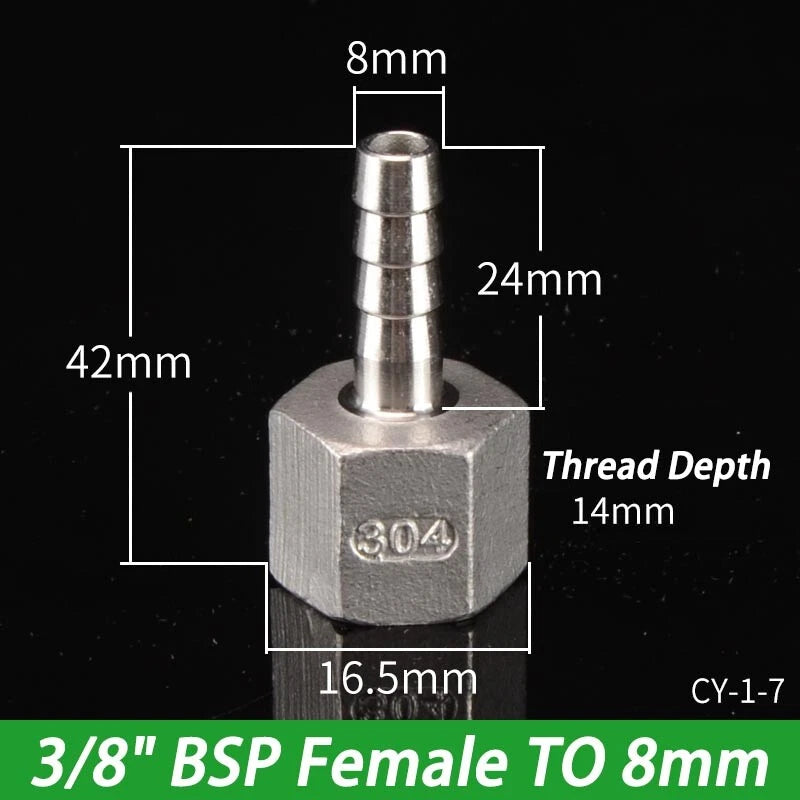 Stainless Steel Hosetails,Bsp Thread Hose Tail Barb Connector 1 8-1" Female Male