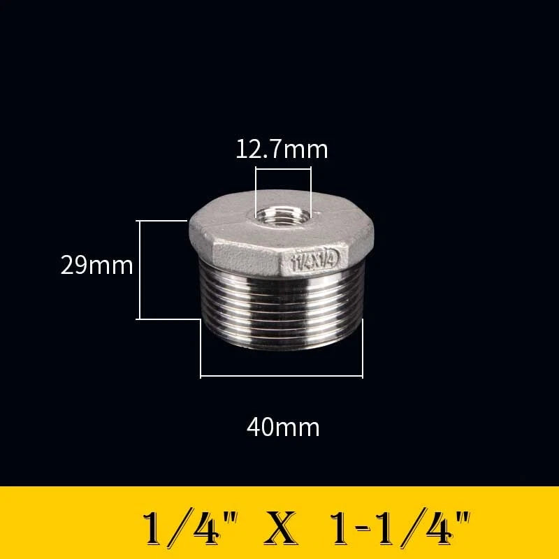 304 Stainless Steel Reducing Bush Adaptor | Male to Female NPT Pipe Fitting