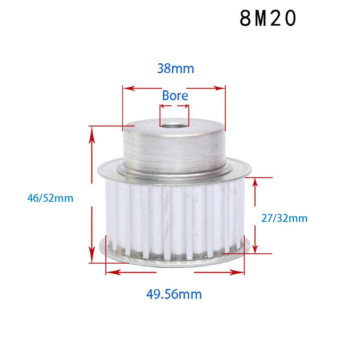 BF-type HTD8M 25mm-30mm Timing Belt Pulley 12 - 72 Tooth for CNC Step Motor