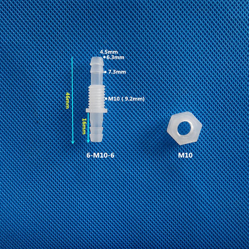 Plastic Bulkhead Fitting — Straight Hose Barb Threaded Connector with Nut