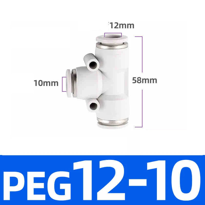 White Pneumatic Push Fit Connector Tube Pipe Joiner Air Water Lines Hose 4-16mm