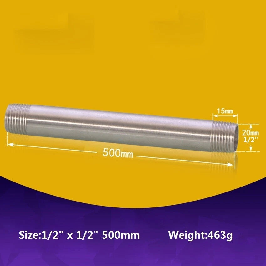 Stainless Steel BSP Male Threaded Double Nipple Pipe Extension Fitting | 1/2" 3/4" 1"